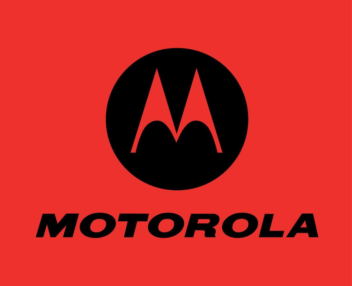 motorola marca logo teléfono símbolo con nombre negro diseño Estados Unidos móvil vector ilustración con rojo antecedentes