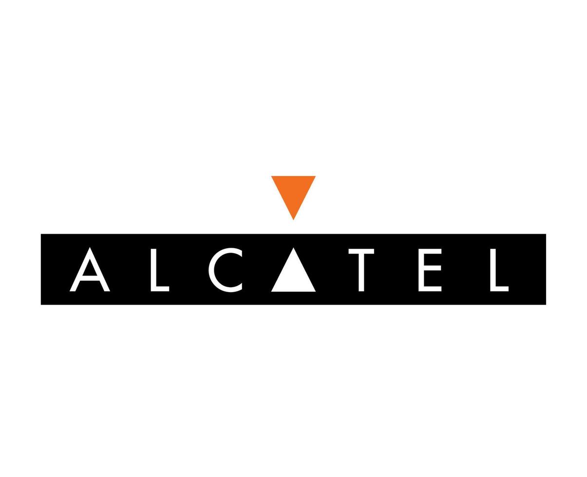 Alcatel Brand Logo Phone Symbol Black And Orange Design Mobile Vector Illustration