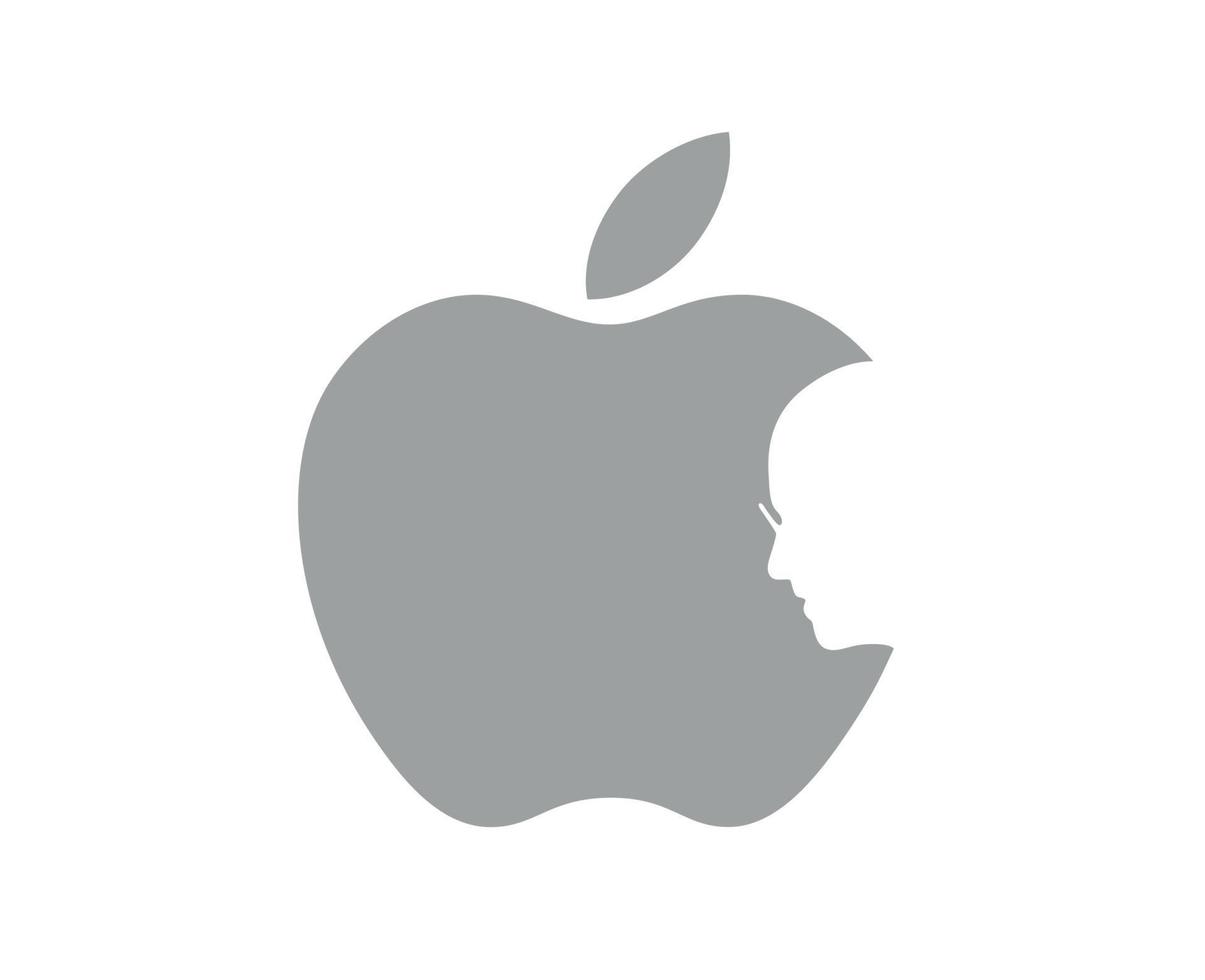 manzana marca logo teléfono símbolo con steve trabajos cara gris diseño móvil vector ilustración