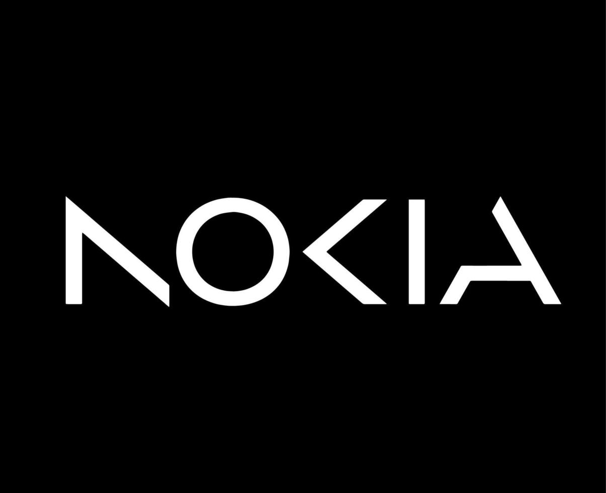 Nokia marca logo teléfono símbolo blanco diseño Finlandia móvil vector ilustración con negro antecedentes