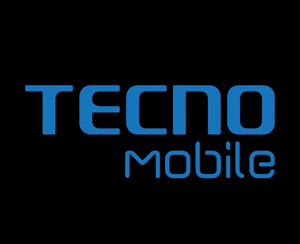 Tecno Brand Logo Phone Symbol Blue Design Chinese Mobile Vector Illustration With Black Background