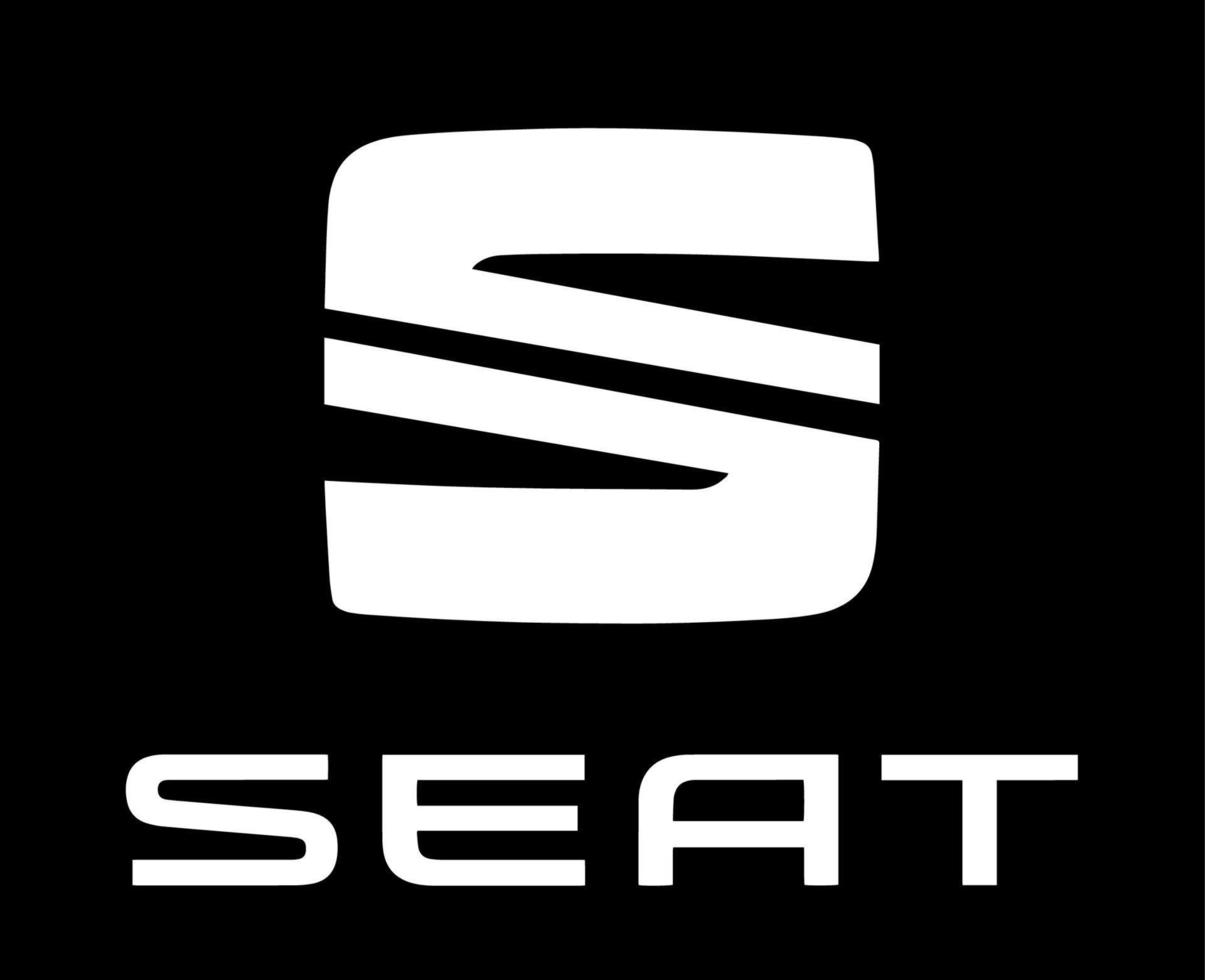 asiento logo marca coche con nombre blanco diseño Español automóvil vector ilustración con negro antecedentes