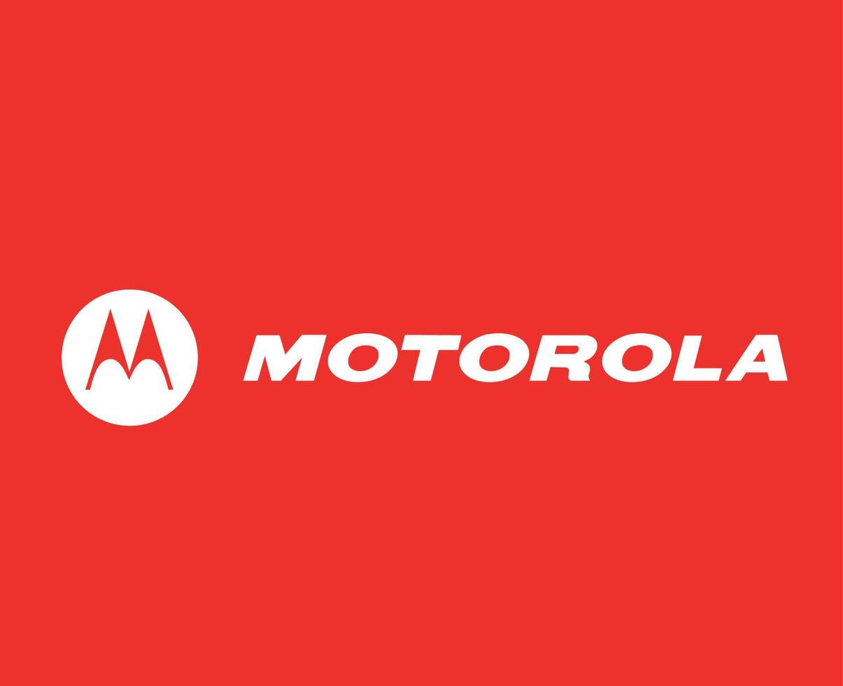 motorola logo marca teléfono símbolo con nombre blanco diseño Estados Unidos móvil vector ilustración con rojo antecedentes