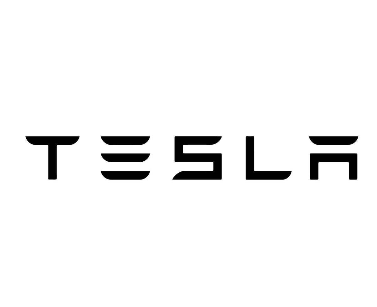 Tesla Brand Logo Car Symbol Name Black Design USA Automobile Vector Illustration