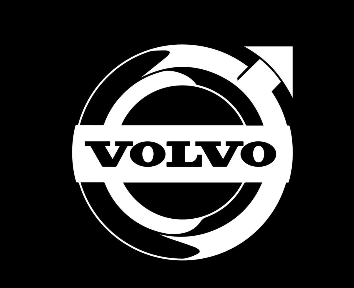 Volvo Brand Logo Car Symbol With Name White Design Swedish Automobile Vector Illustration With Black Background