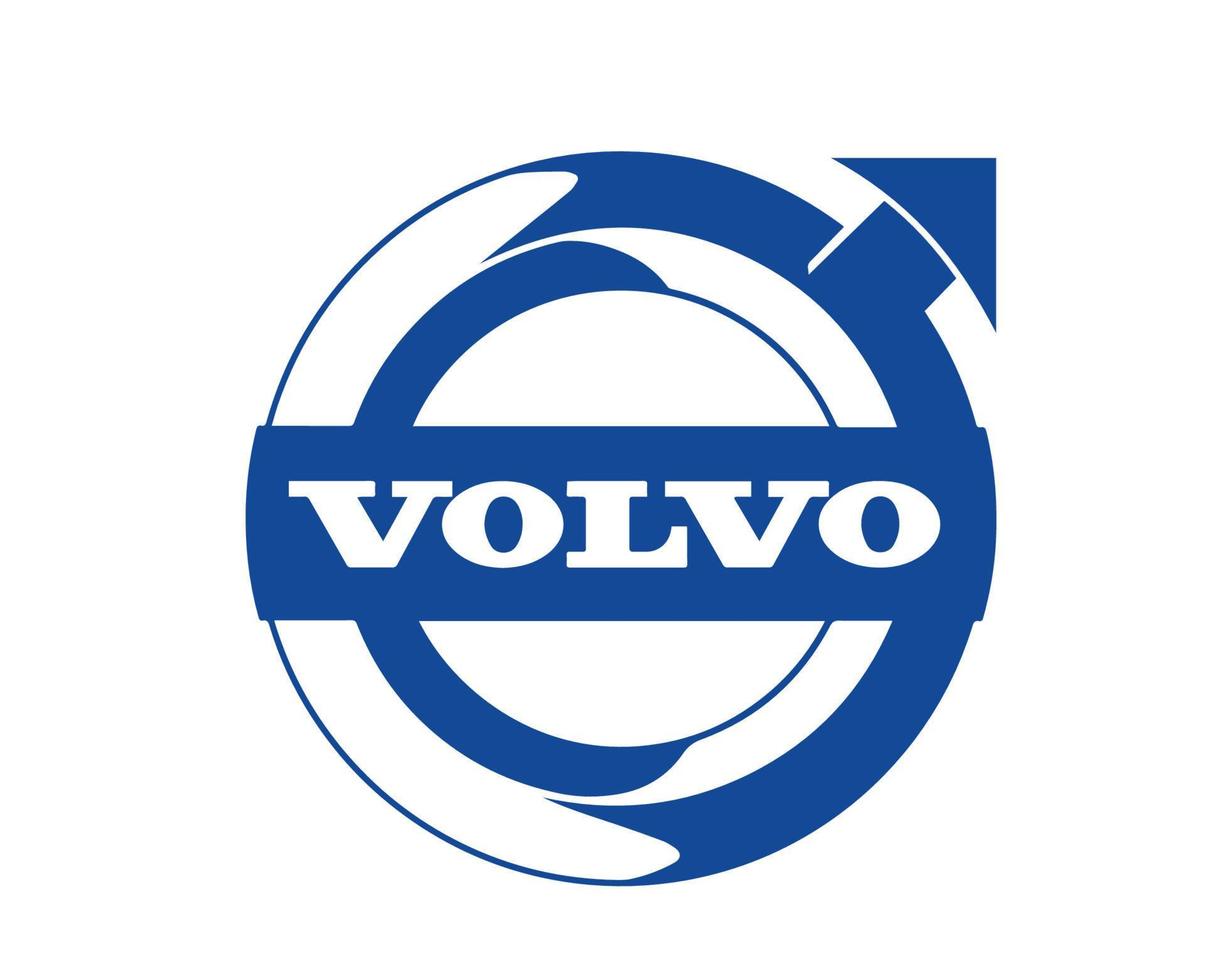 volvo marca logo coche símbolo con nombre azul diseño sueco automóvil vector ilustración