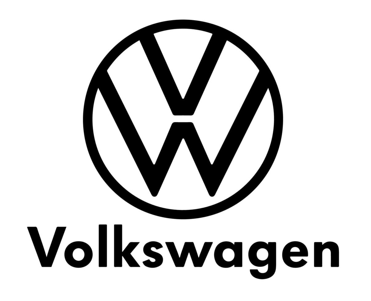 Volkswagen Logo Brand Car Symbol With Name Black Design German Automobile Vector Illustration
