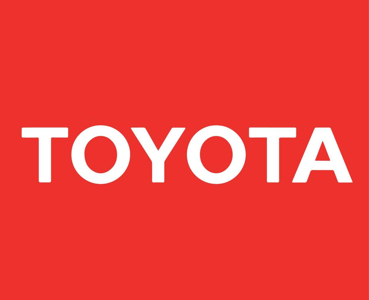 Toyota Brand Logo Car Symbol Name White Design japan Automobile Vector Illustration With Red Background