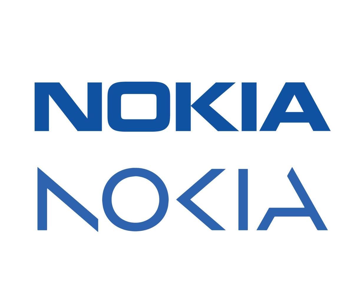 Nokia marca logo teléfono símbolo azul nombre diseño Finlandia móvil vector ilustración