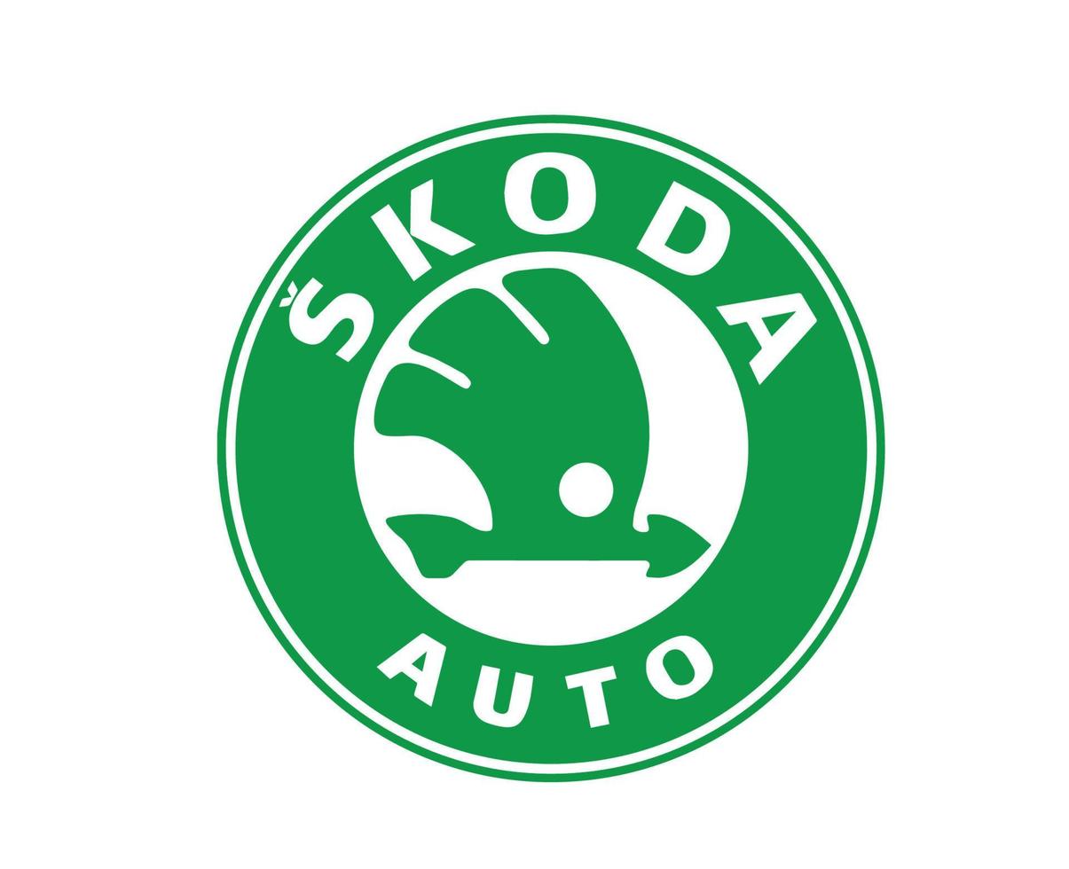skoda marca logo coche símbolo verde diseño checo automóvil vector ilustración