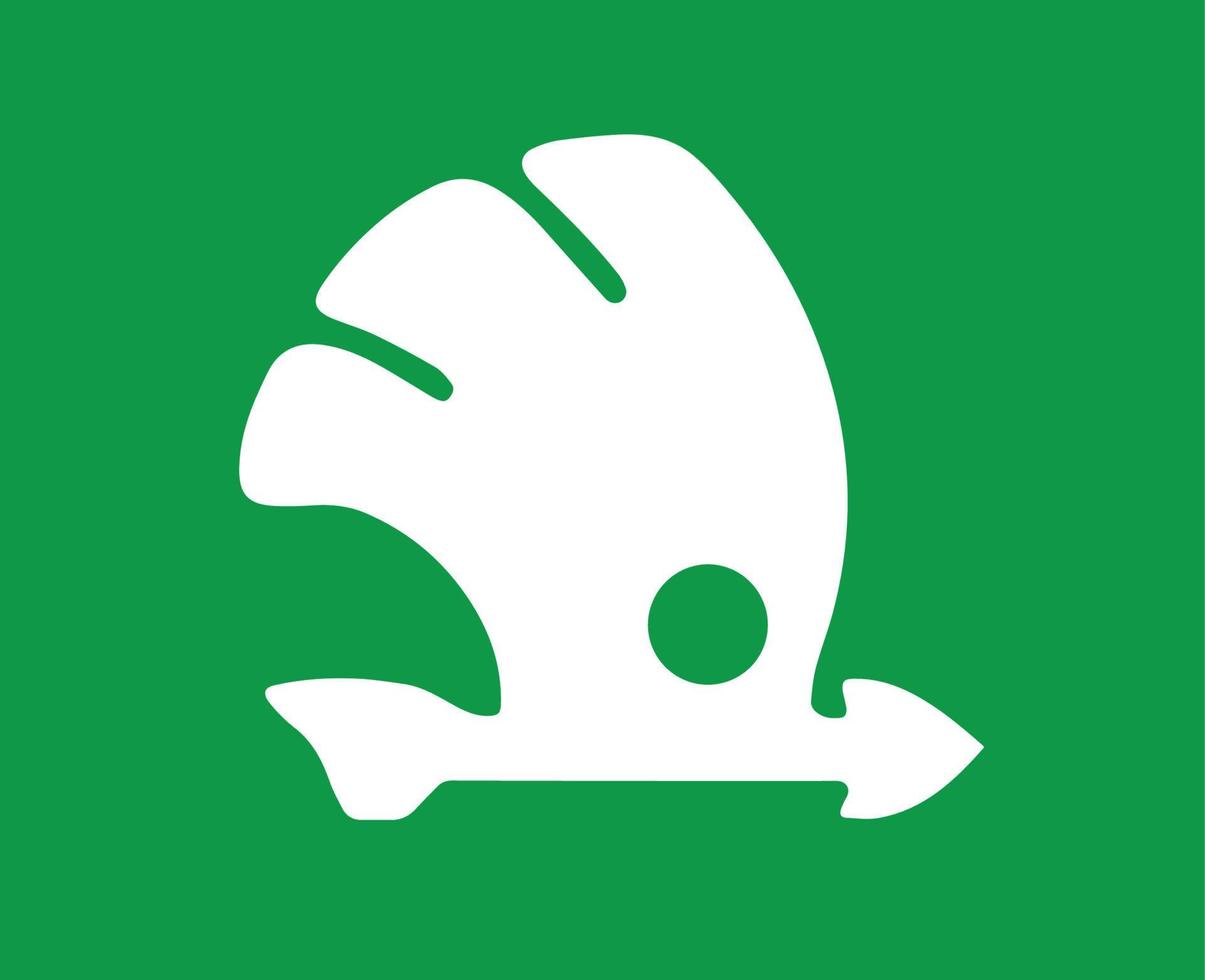 Skoda Symbol Logo Brand Car White Design Czech Automobile Vector IllustrationWith Green Background