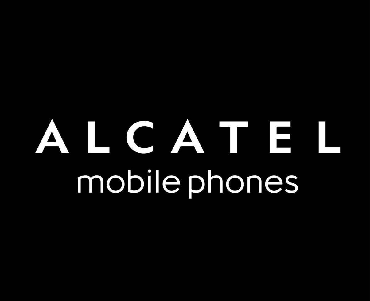 Alcatel logo marca teléfono símbolo blanco diseño móvil vector ilustración con negro antecedentes