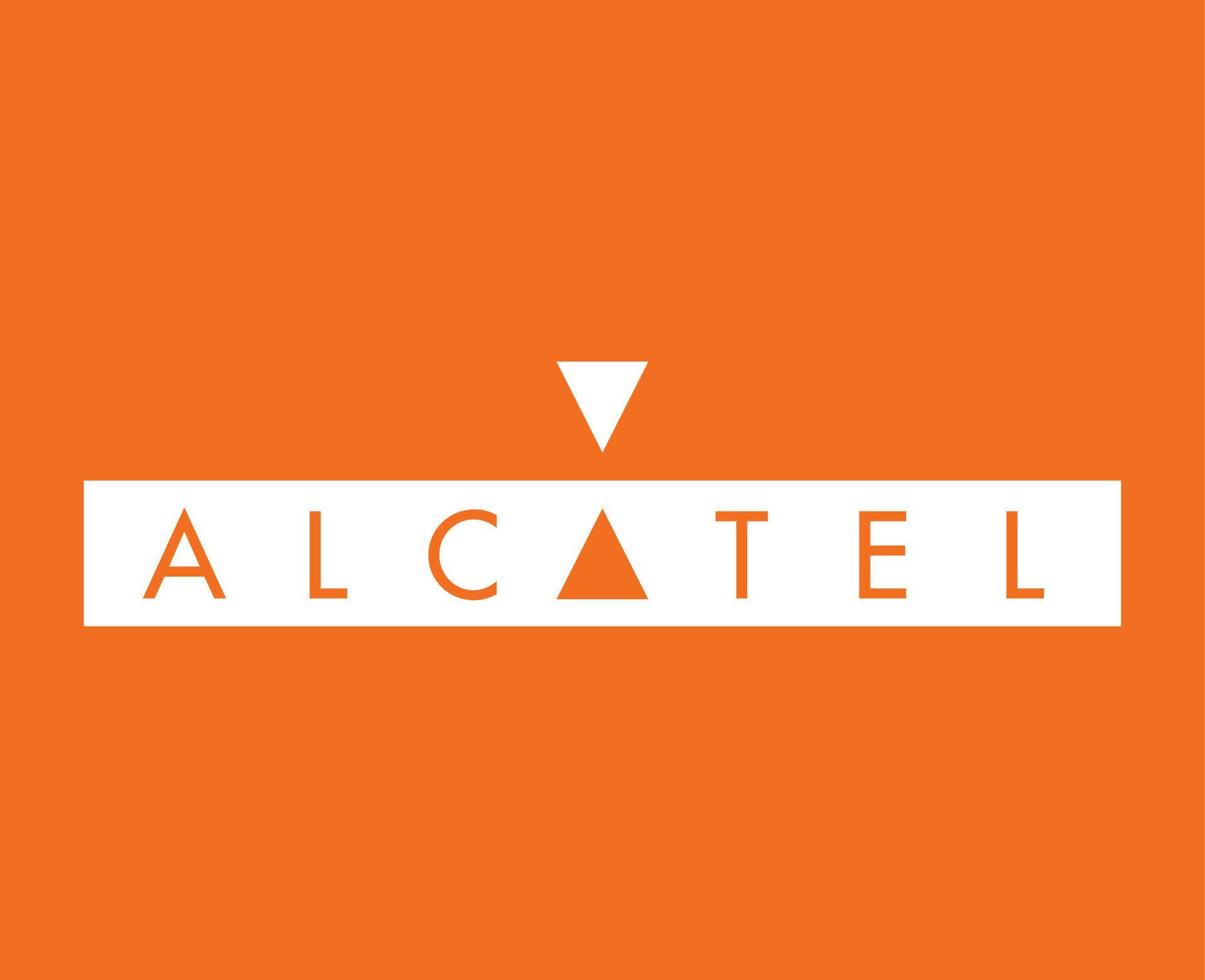 Alcatel Brand Logo Phone Symbol White Design Mobile Vector Illustration With Orange Background