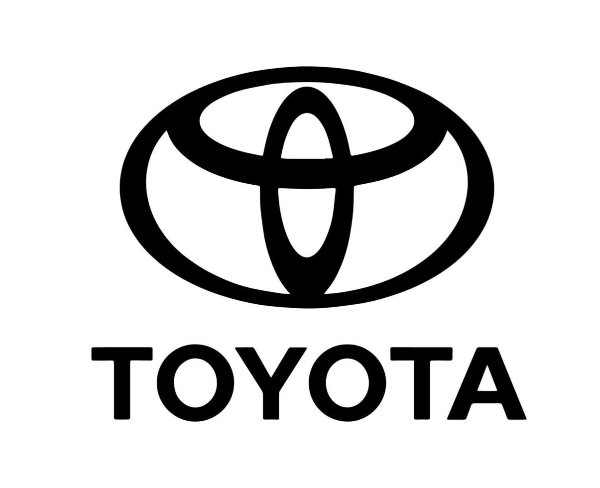 Toyota Brand Logo Car Symbol With Name Black Design japan Automobile Vector Illustration