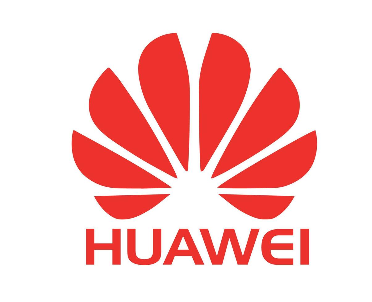 Huawei Logo Brand Phone Symbol With Name Red Design China Mobile Vector Illustration