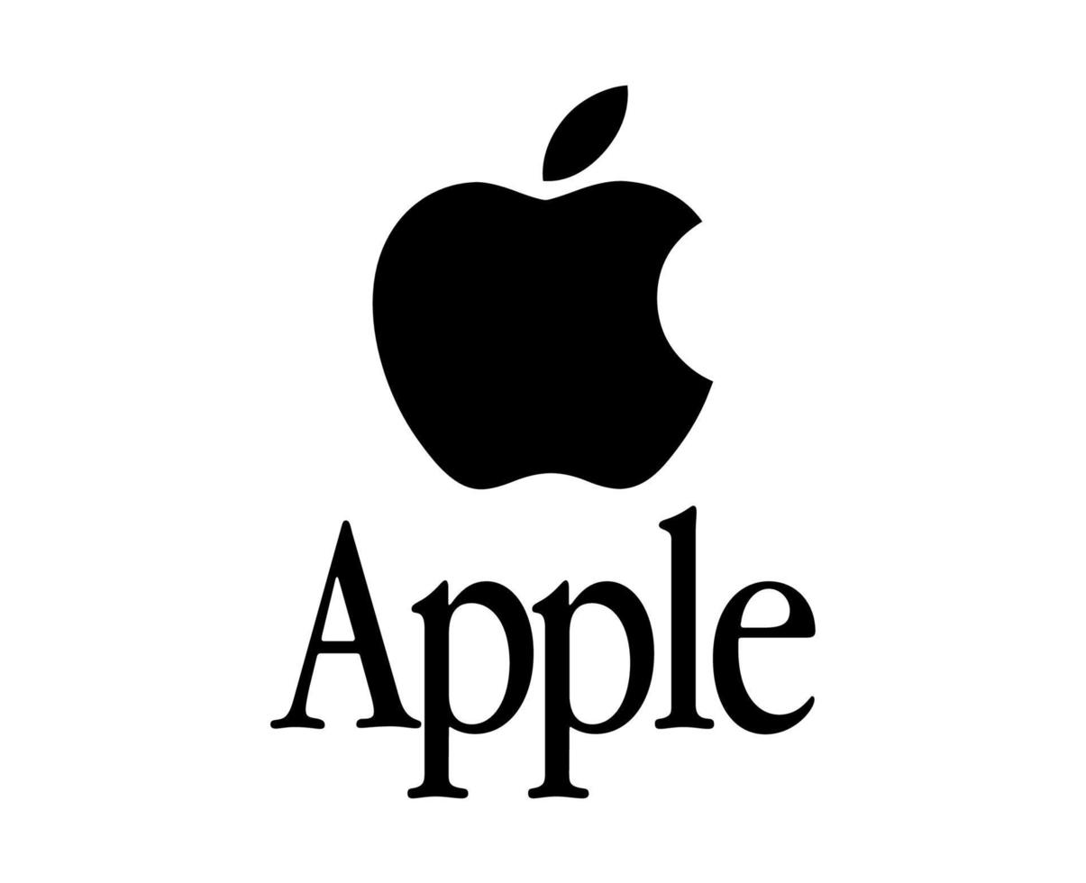 manzana logo marca teléfono símbolo con nombre negro diseño móvil vector ilustración