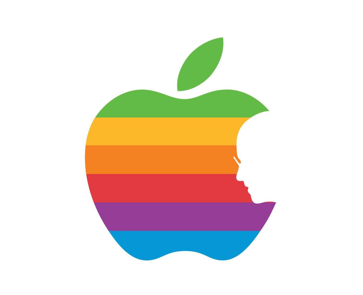 manzana marca logo teléfono símbolo con steve trabajos cara multicolor diseño móvil vector ilustración