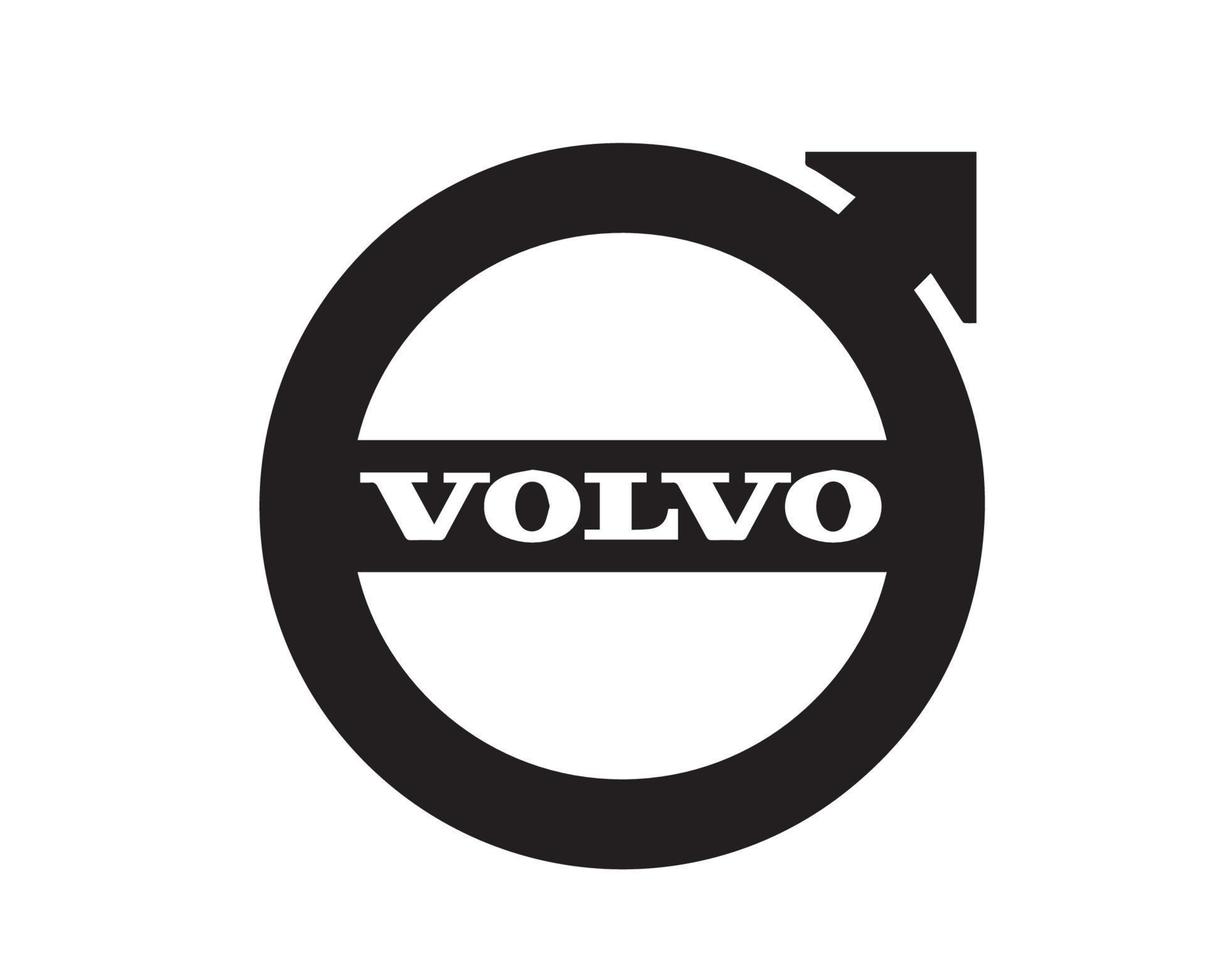 Volvo Logo Brand Car Symbol With Name Black Design Swedish Automobile Vector Illustration