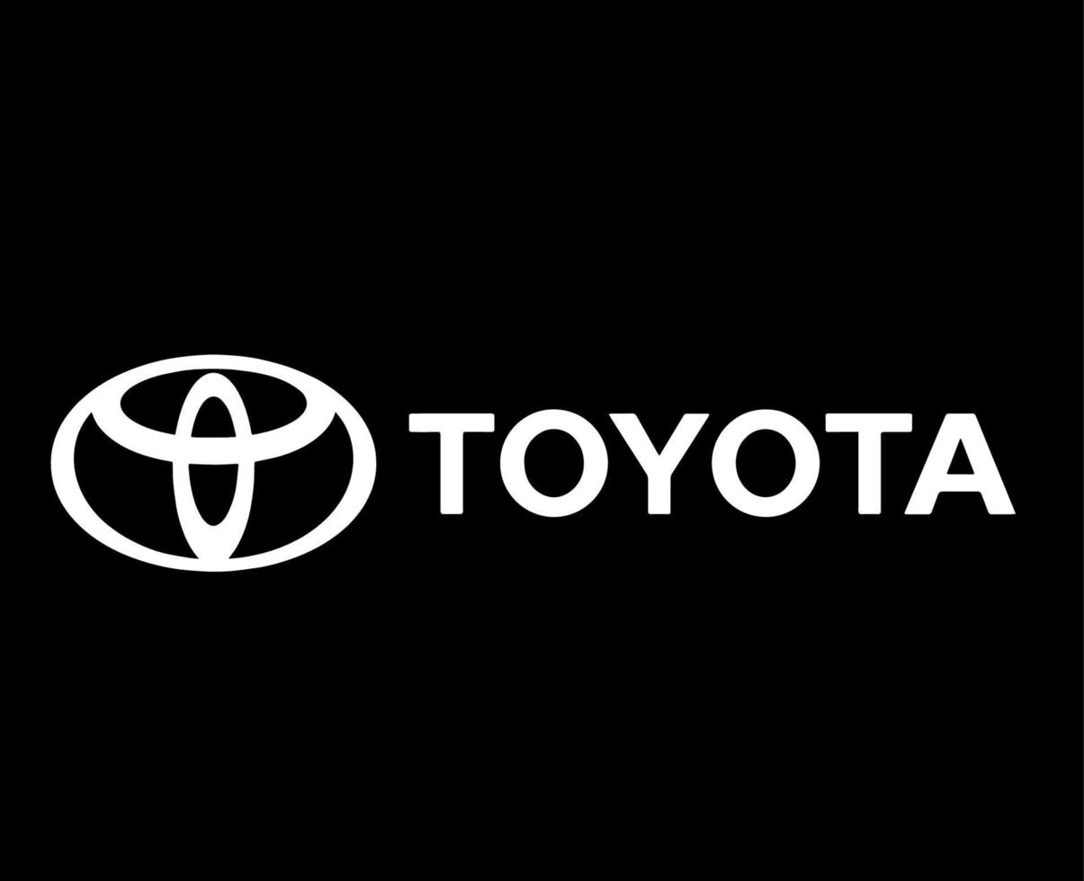 toyota logo marca coche símbolo con nombre blanco diseño Japón automóvil vector ilustración con negro antecedentes