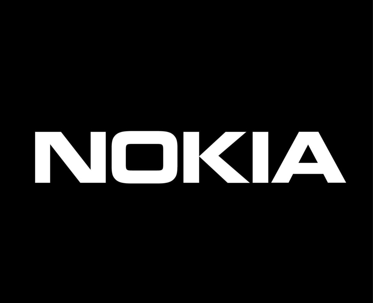 Nokia logo marca teléfono símbolo blanco diseño Finlandia móvil vector ilustración con negro antecedentes