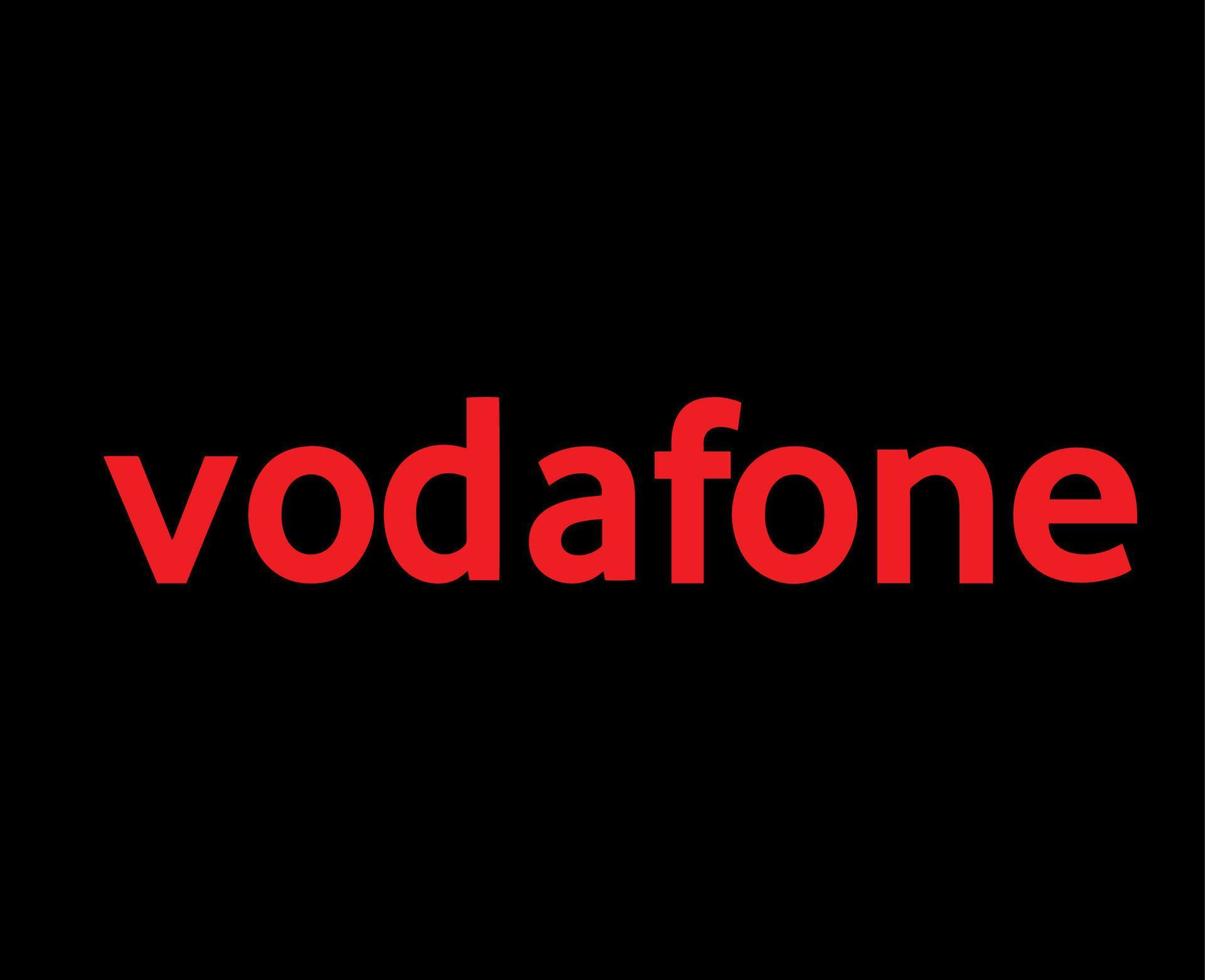 Vodafone Brand Logo Phone Symbol Name Red Design England Mobile Vector Illustration With Black Background