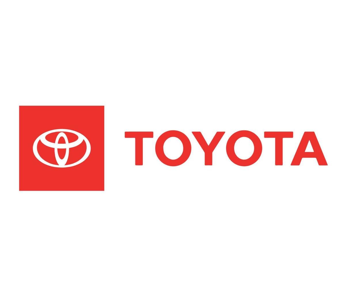Toyota Logo Brand Car Symbol With Name Red Design japan Automobile Vector Illustration