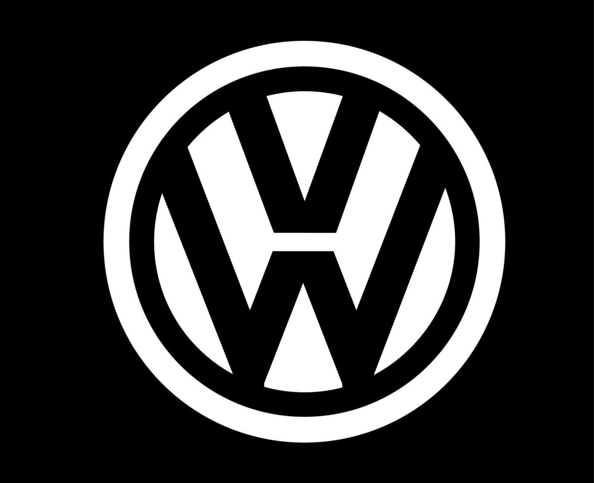 Volkswagen Brand Logo Car Symbol White Design German Automobile Vector Illustration With Black Background