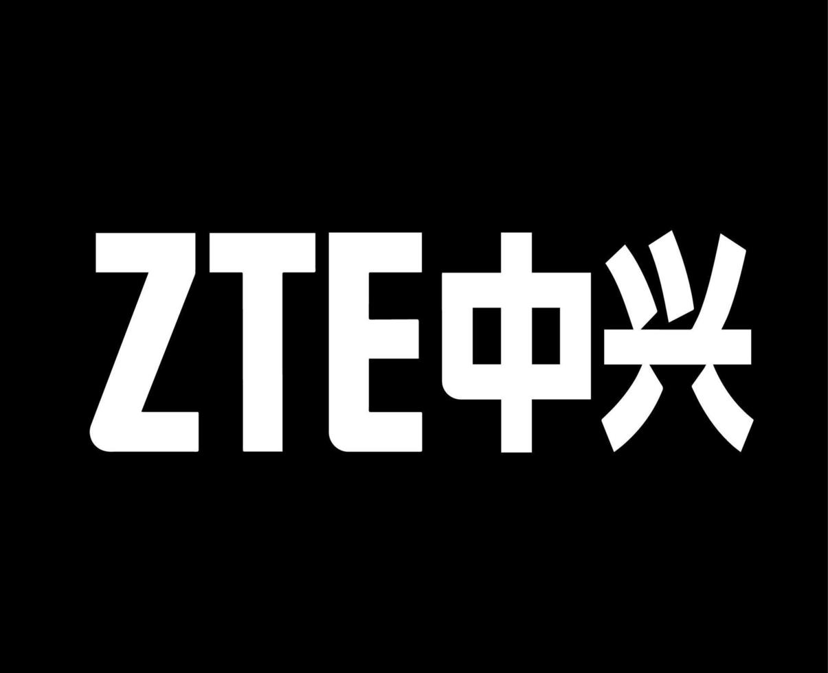 ZTE Brand Logo Phone Symbol White Design Hong Kong Mobile Vector Illustration With Black Background