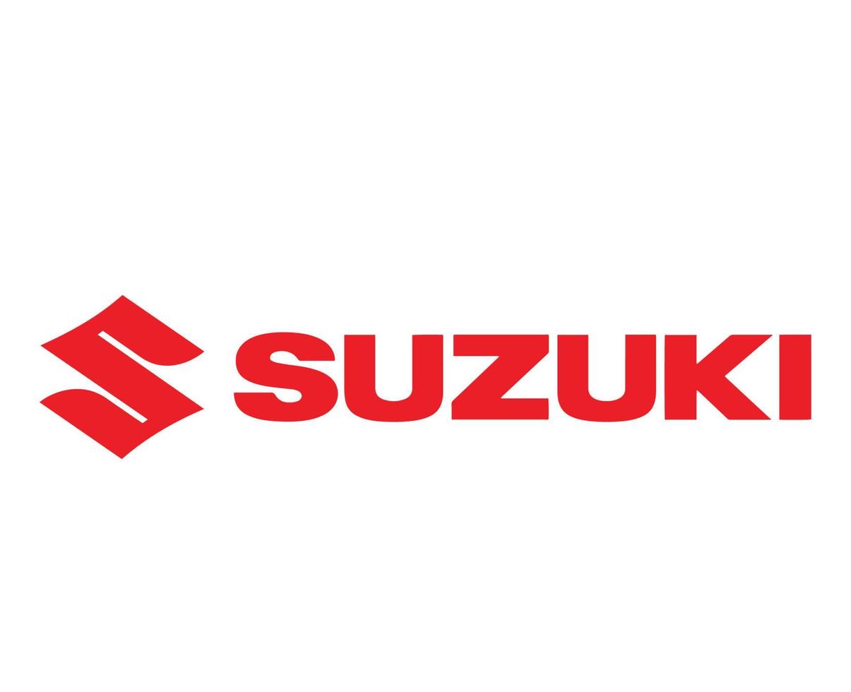 Suzuki Brand Logo Car Symbol With Name Red Design Japan Automobile Vector Illustration