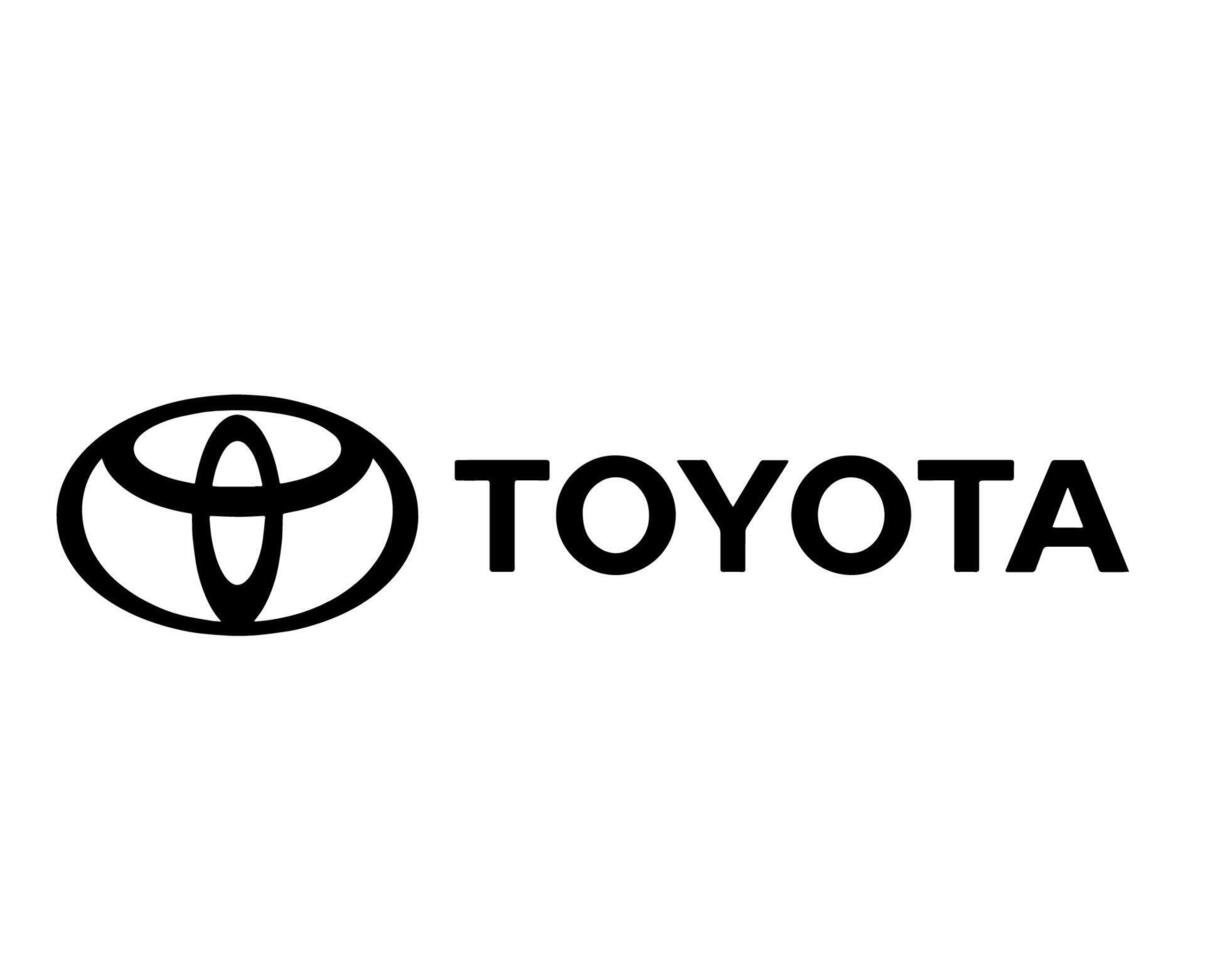 Toyota Logo Brand Car Symbol With Name Black Design japan Automobile Vector Illustration