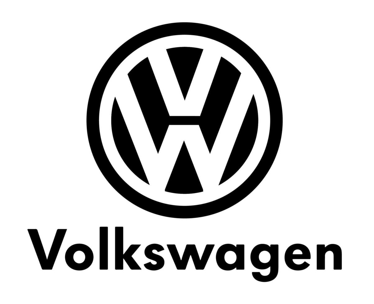 Volkswagen marca logo coche símbolo con nombre negro diseño alemán automóvil vector ilustración