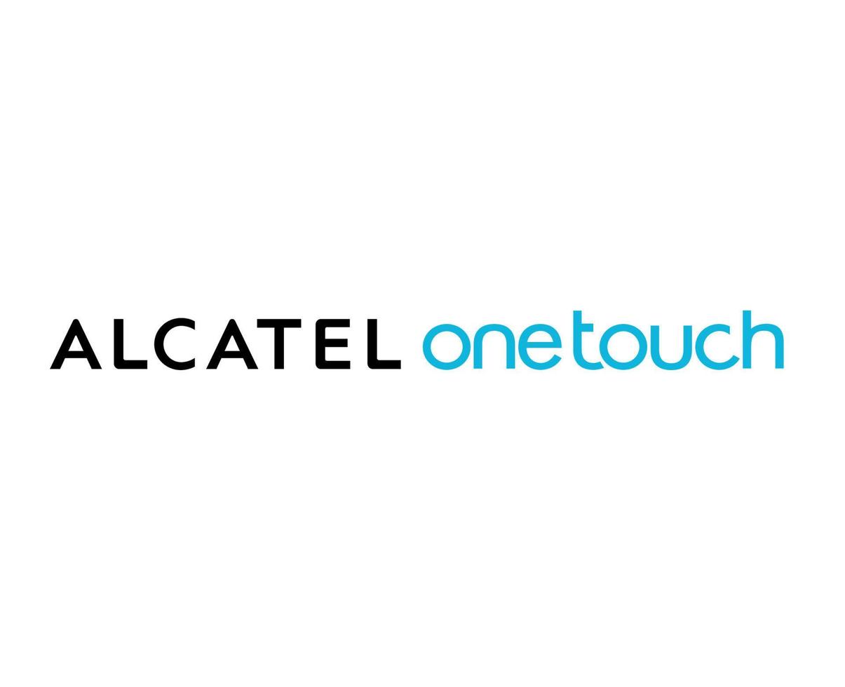 Alcatel uno toque marca logo teléfono símbolo nombre azul y negro diseño móvil vector ilustración