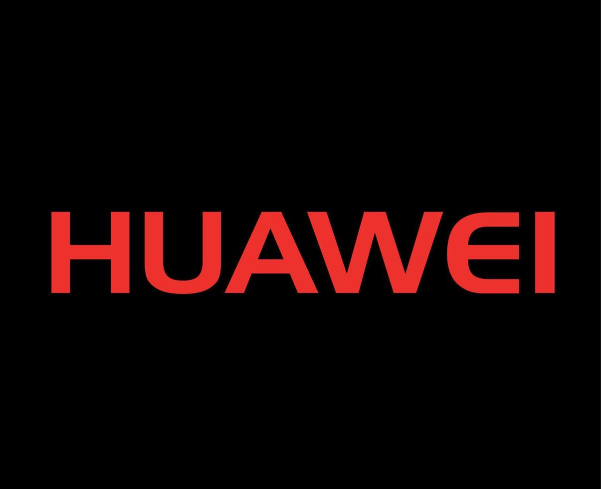 Huawei Brand Logo Phone Symbol Name Red Design China Mobile Vector Illustration With Black Background