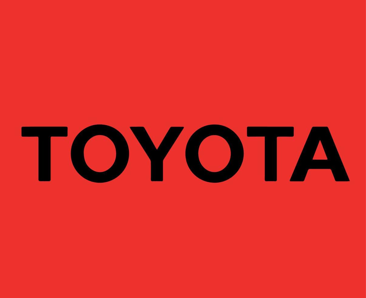 Toyota Brand Logo Car Symbol Name Black Design japan Automobile Vector Illustration With Red Background