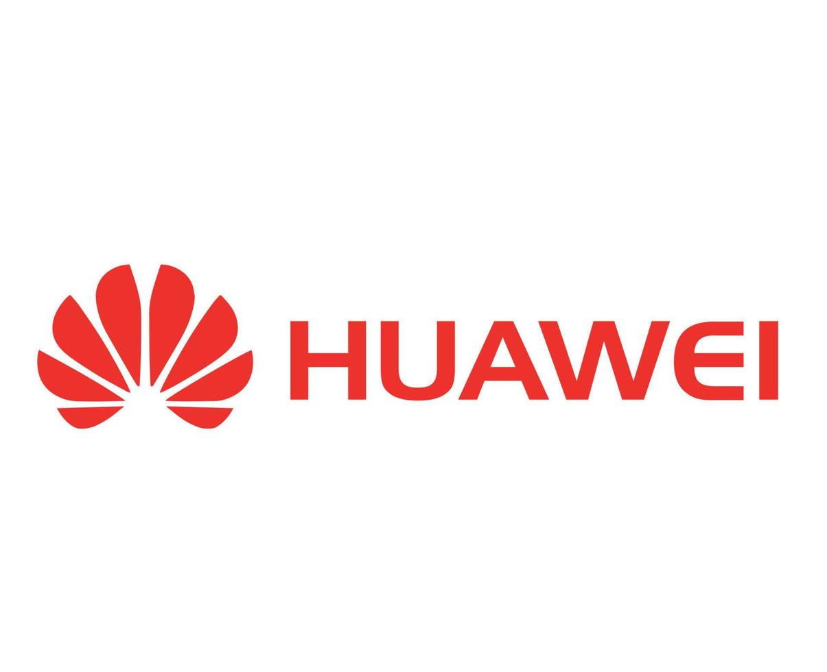 Huawei marca logo teléfono símbolo con nombre rojo diseño China móvil vector ilustración