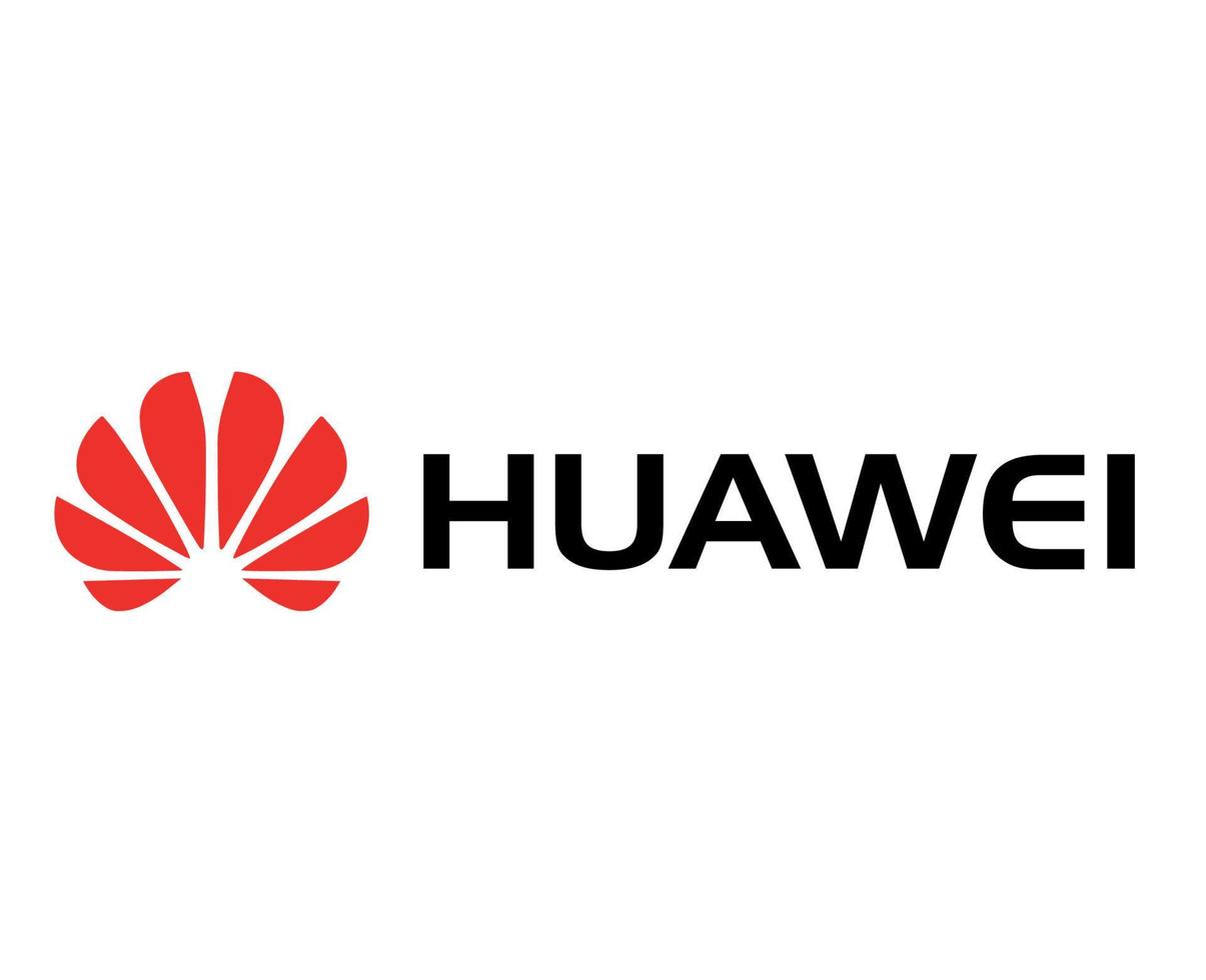 Huawei Brand Logo Phone Symbol Red With Name Black Design China Mobile Vector Illustration