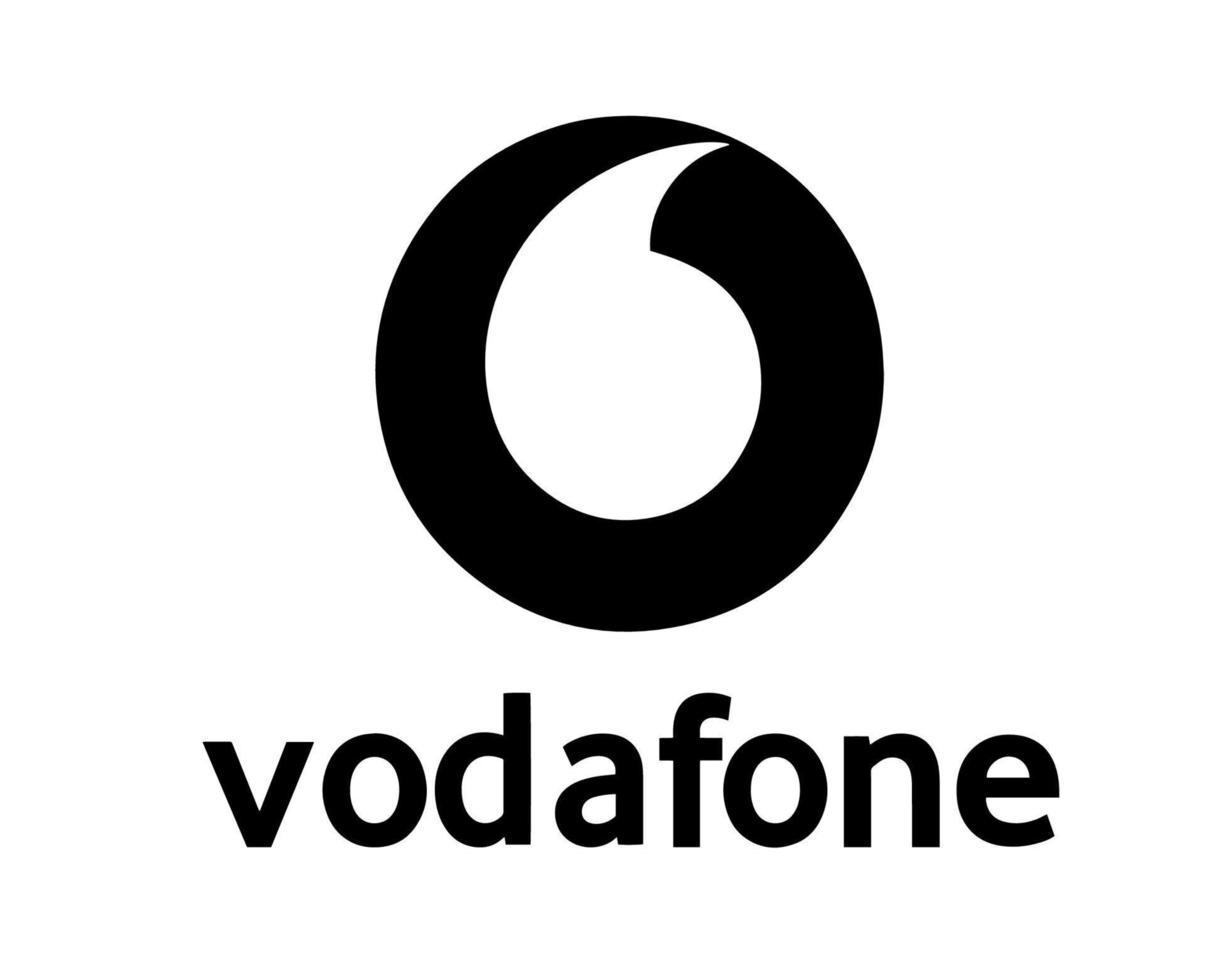 Vodafone marca logo teléfono símbolo con nombre negro diseño Inglaterra móvil vector ilustración