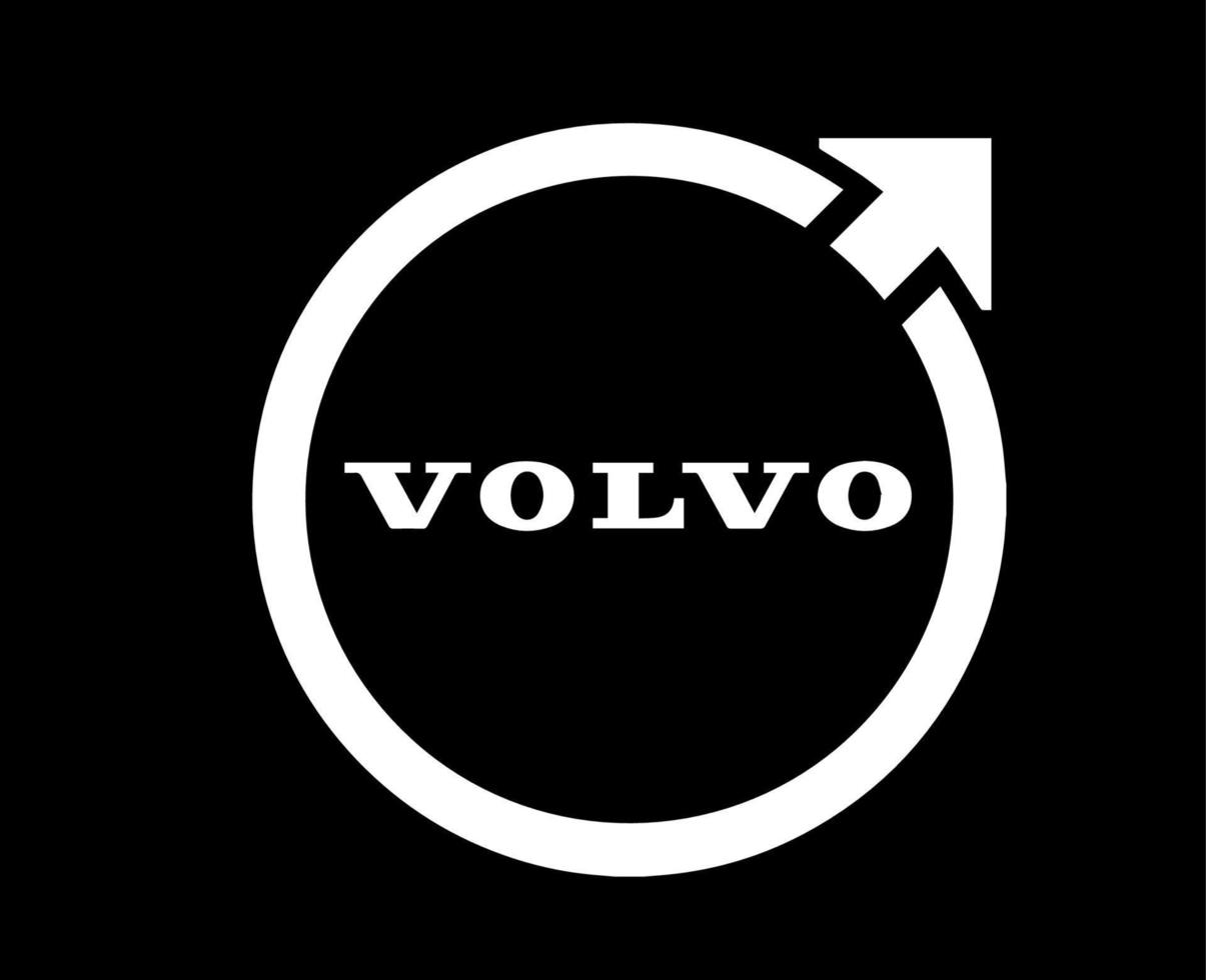 volvo logo marca coche símbolo con nombre blanco diseño sueco automóvil vector ilustración con negro antecedentes