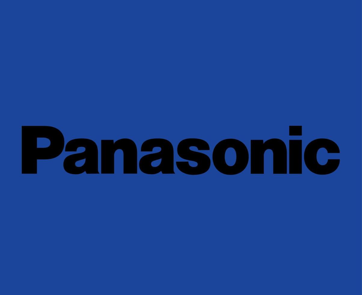 Panasonic Brand Logo Phone Symbol Black Design Japan Mobile Vector Illustration With Blue Background