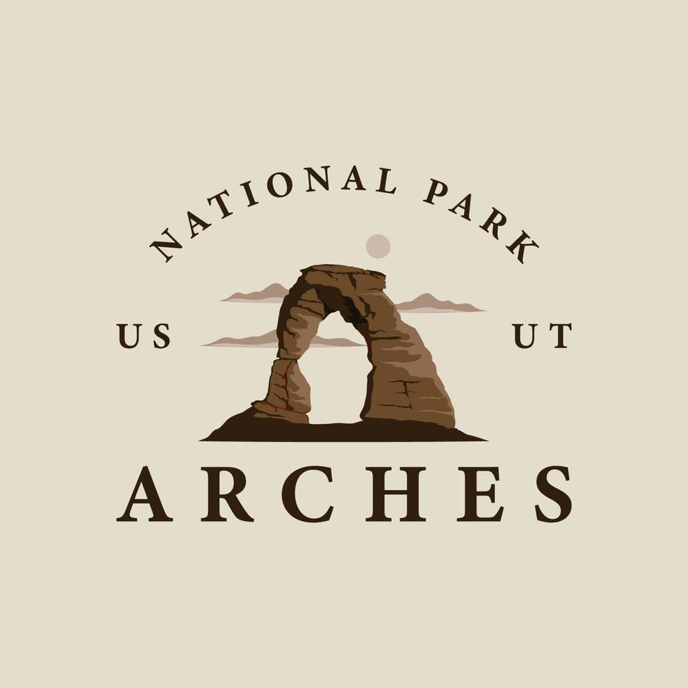 arcos nacional parque logo Clásico vector ilustración modelo icono gráfico diseño. firmar o símbolo para America viaje turismo negocio con retro tipografía estilo