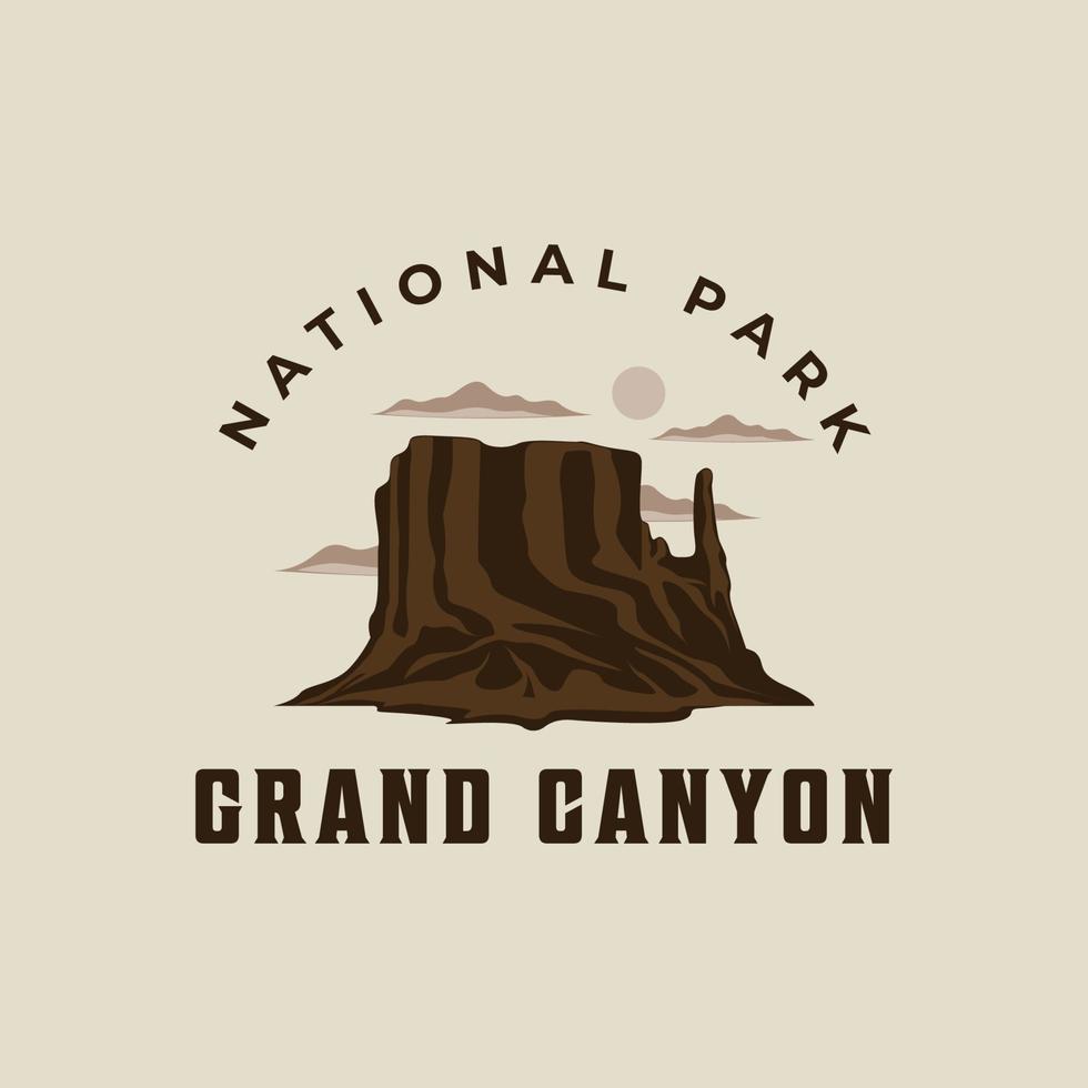 grand canyon logo vintage vector illustration template icon graphic design. sign or symbol for america tourism business travel with retro typography style