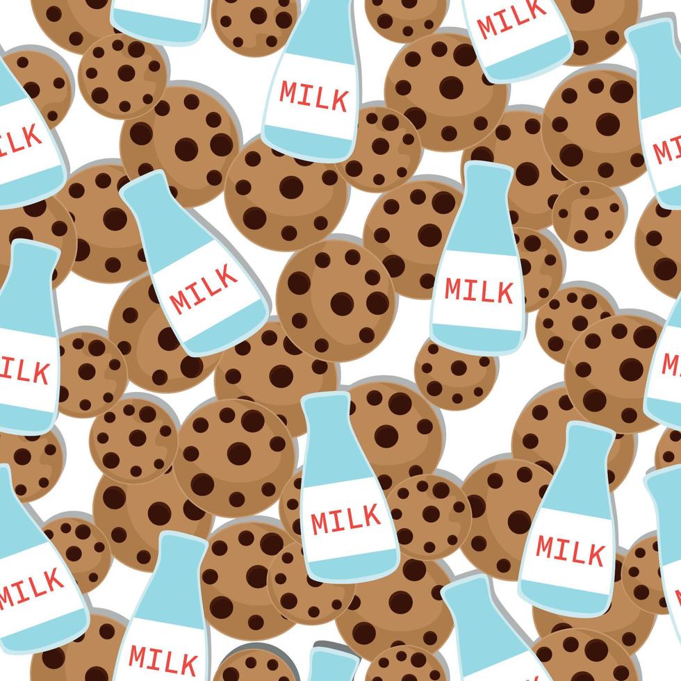 pattern milk bottle and cookies baby pattern vector