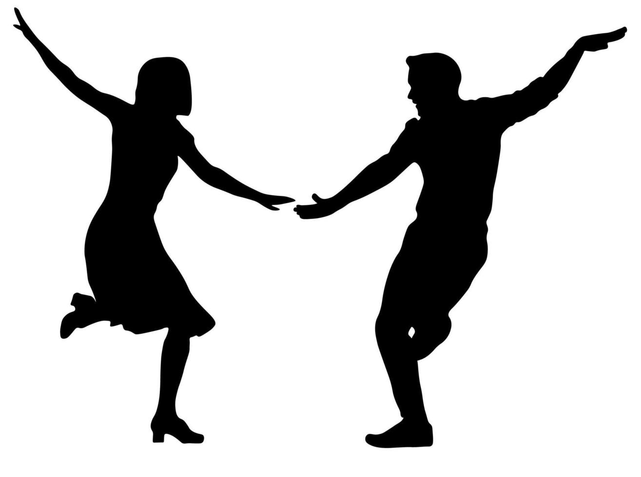 Dancers silhouette woman and man two couple vector