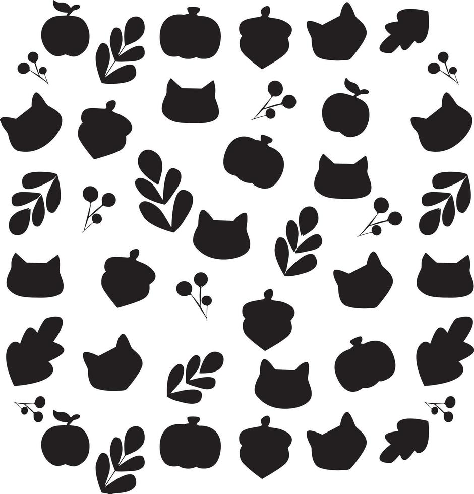 Pattern of silhouettes of forest animals and nature vector