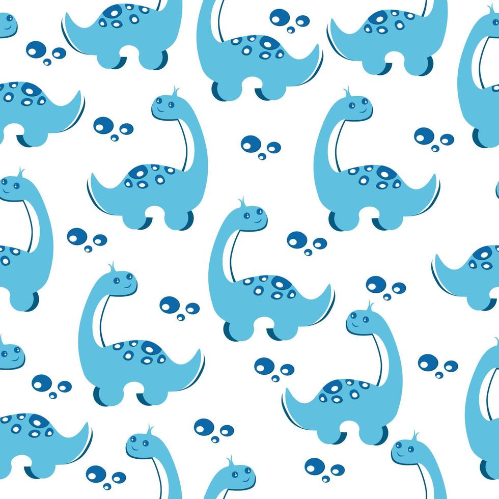 Kids pattern cute animal dinosaur on white background vector