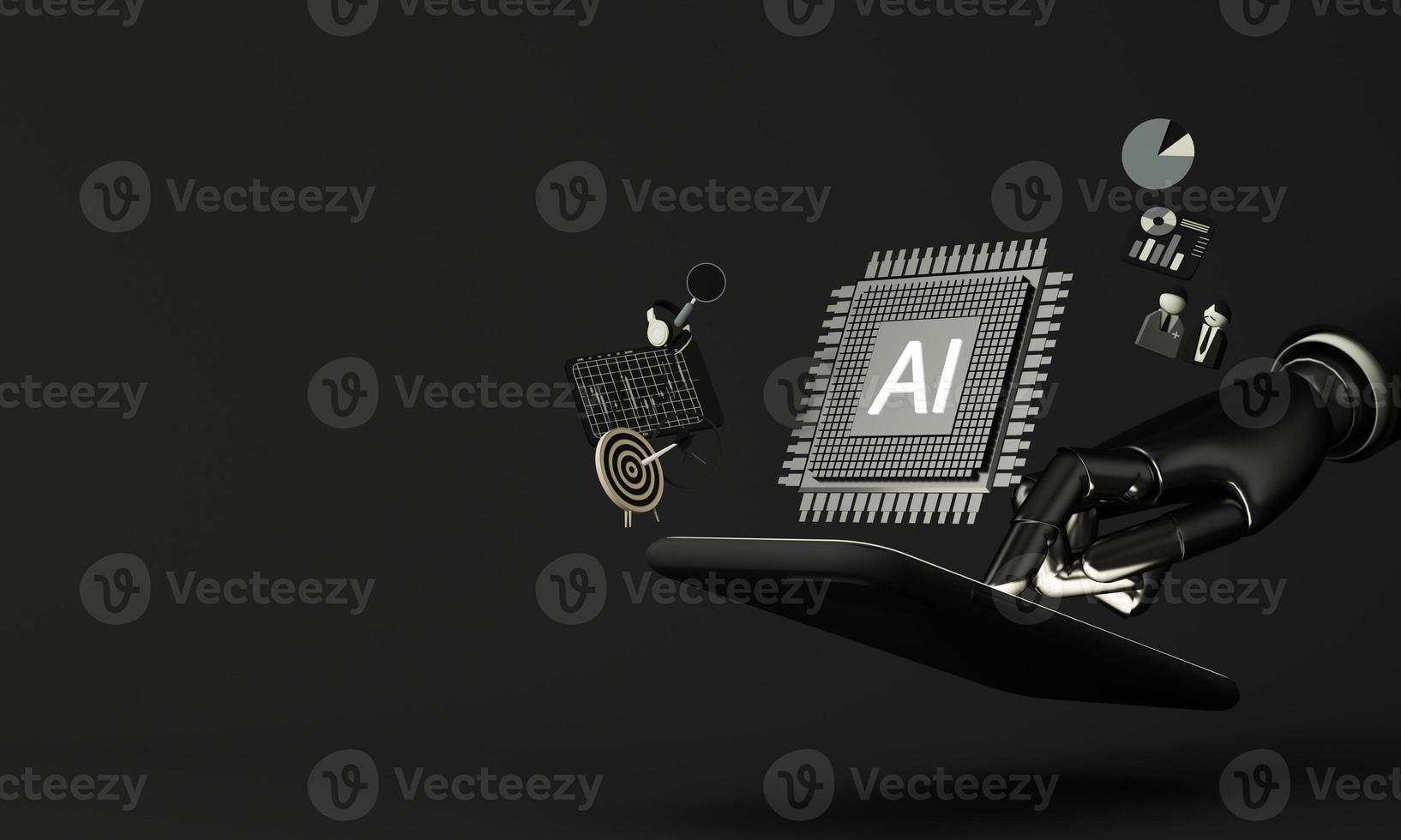 Artificial intelligence AI data mining, deep learning technologies. photo