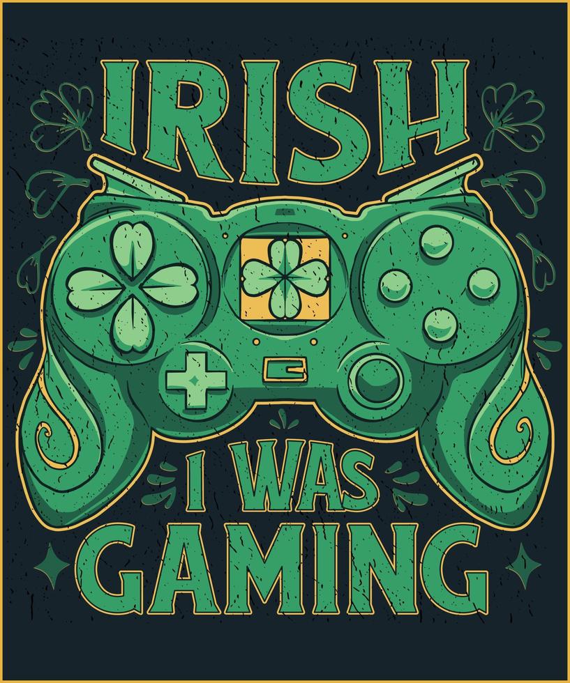 irish gaming joystick st patricks day shamrock ireland t-shirt design vector