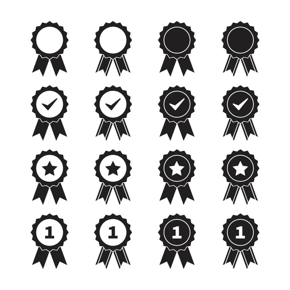 set of black and white round vector badges