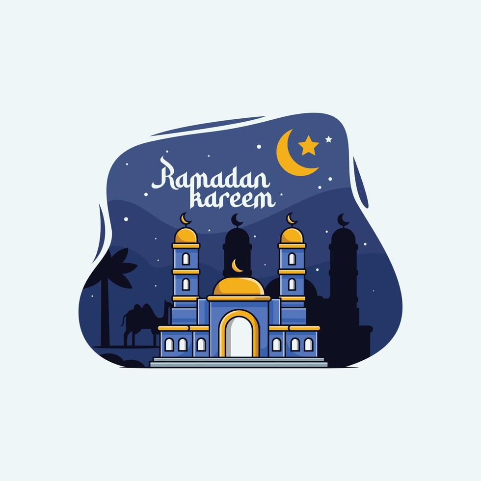 Ramadan kareem illustration mosque template, premium vector background, banner, greeting card etc.