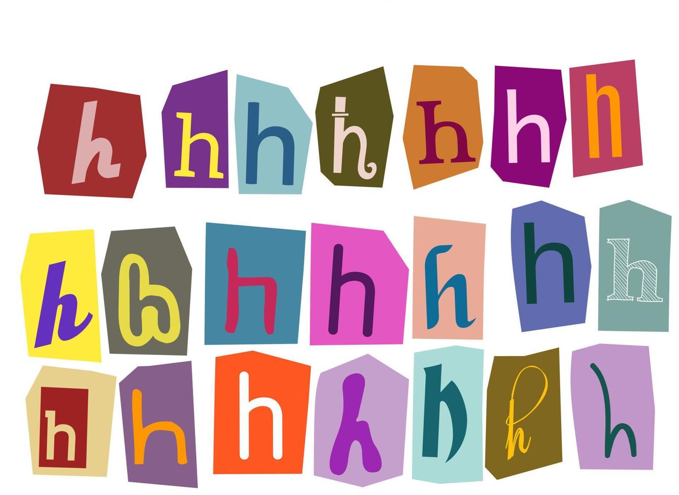 Alphabet h- vector cut newspaper and magazine letters, paper style ransom note letter